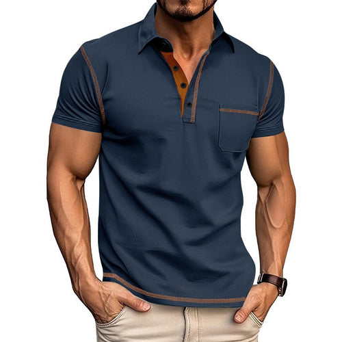 Herren Elegantes Poloshirt mit kontrastierenden Akzenten und praktischer Brusttasche Heidi-Mode