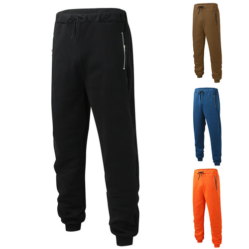 Herren Sportliche Jogginghose mit elastischem Bund und seitlichen Reißverschlusstaschen Heidi-Mode
