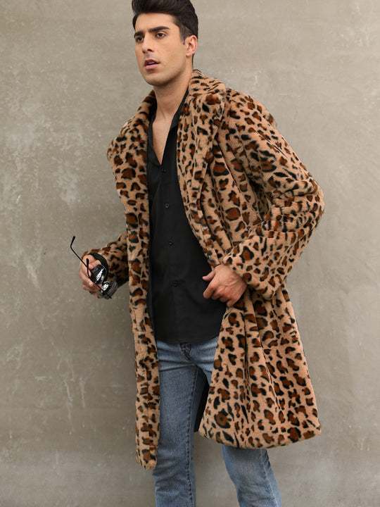 Herren Modischer Leopardenfell-Mantel Heidi-Mode