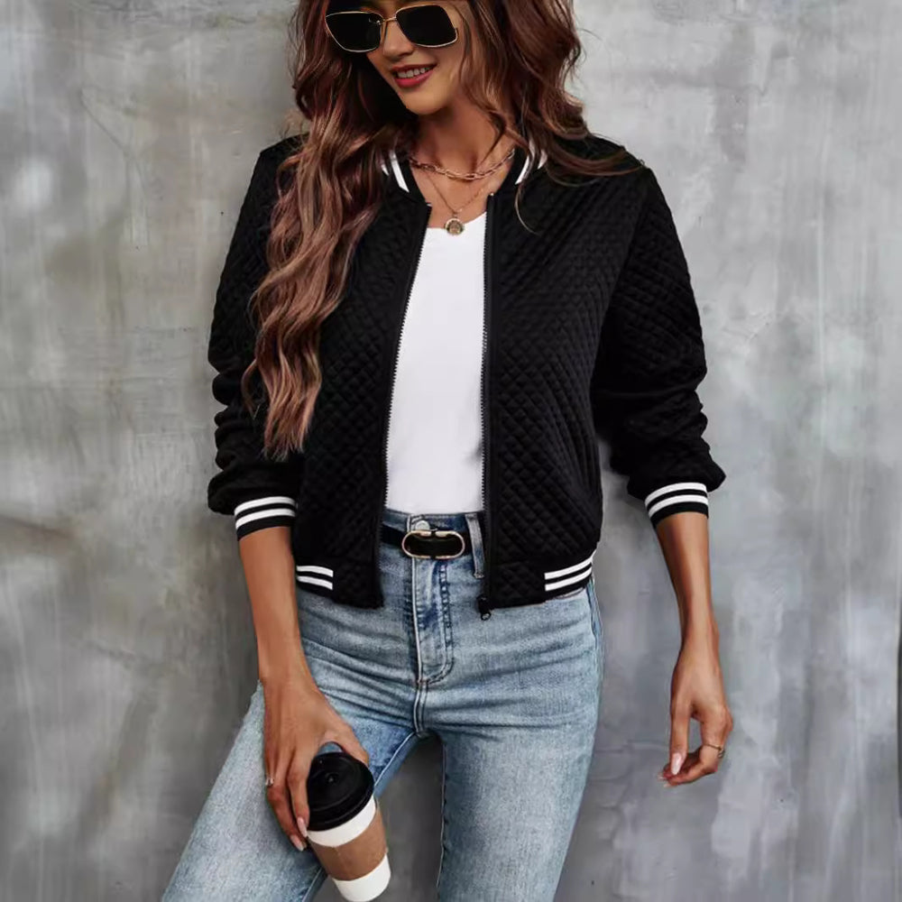 Damen leichte Steppjacke mit Sportstreifen Heidi-Mode