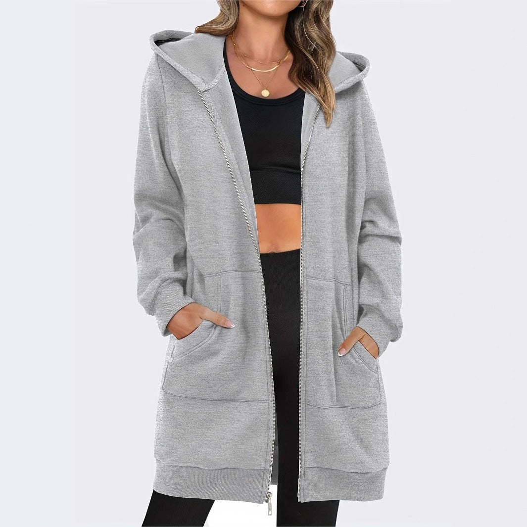 Damen Kapuzensweatjacke mit großzügigen Taschen von Heidi-Mode