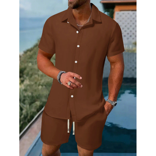 Herren lässiges Kurzarmhemd und Shorts-Set Heidi-Mode