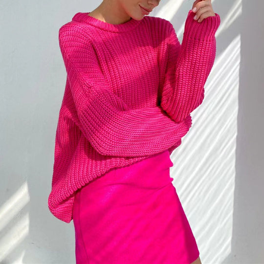 Damen Oversized Strickpullover mit strukturiertem Muster Heidi-Mode