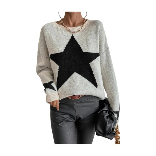 Damen Großer Stern Pullover Heidi-Mode