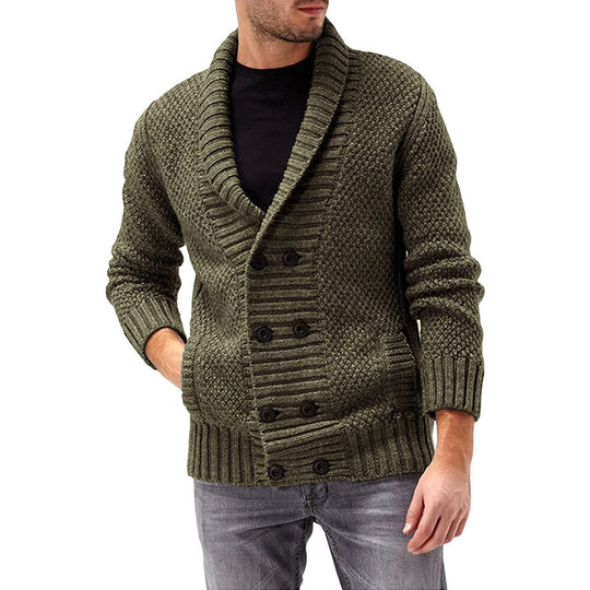 Herren Strickjacke mit doppelter Knopfleiste und modernem Strukturdesign Heidi-Mode