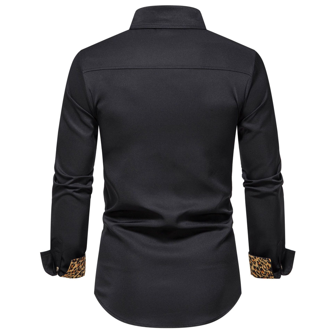 Herren elegantes Langarmhemd mit Leopardenmuster Heidi-Mode