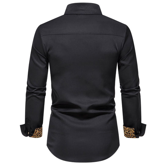 Herren elegantes Langarmhemd mit Leopardenmuster Heidi-Mode
