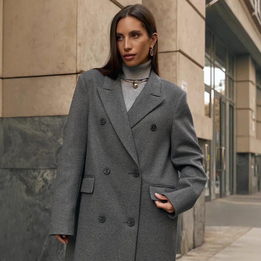 Damen Eleganter Doppelreiher-Mantel mit strukturierten Details Heidi-Mode