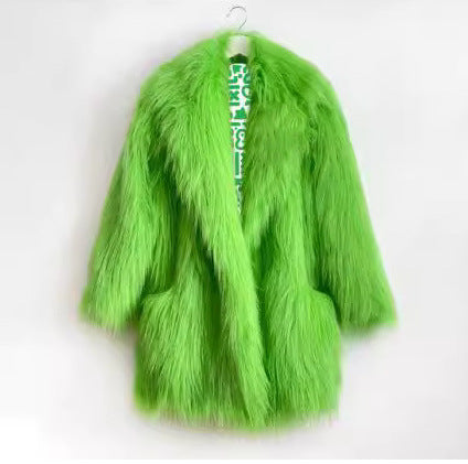 Damen Flauschiger Kunstpelzmantel im modernen Design Heidi-Mode