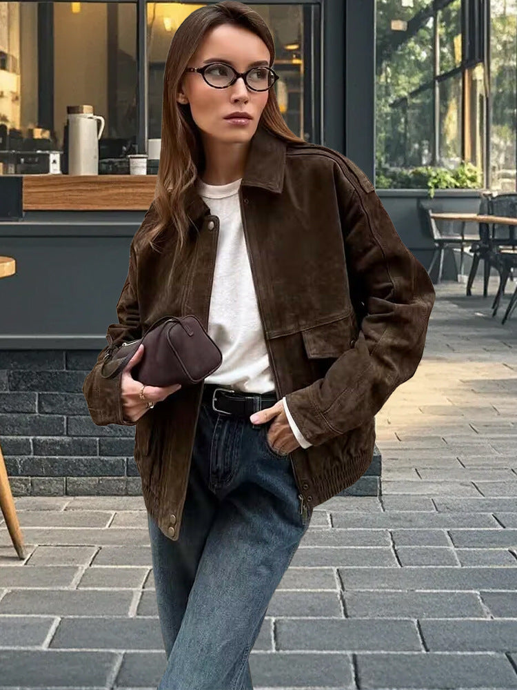 Damen Modische Wildlederjacke im lässigen Stil Heidi-Mode