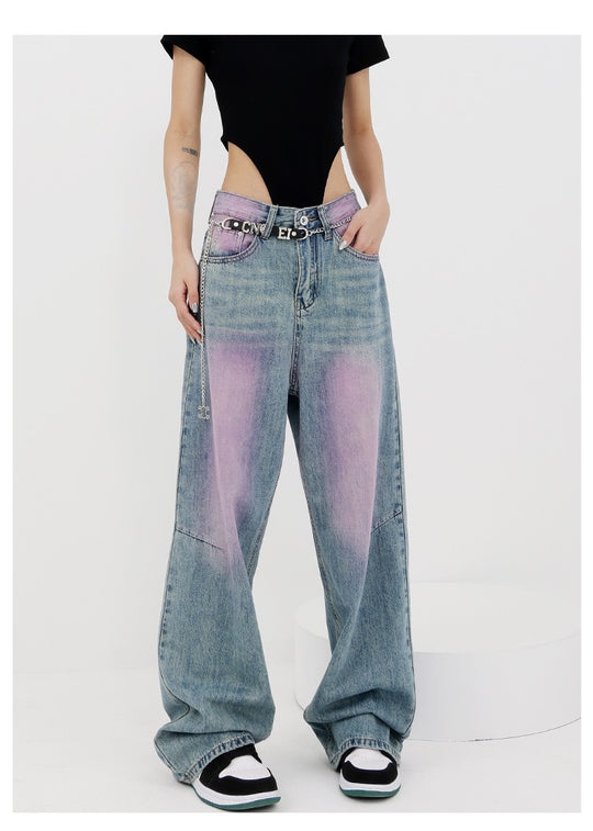 Damen lässige Baggy-Jeans mit farbverlaufendem Design und einem einzigartigen Schnitt Heidi-Mode