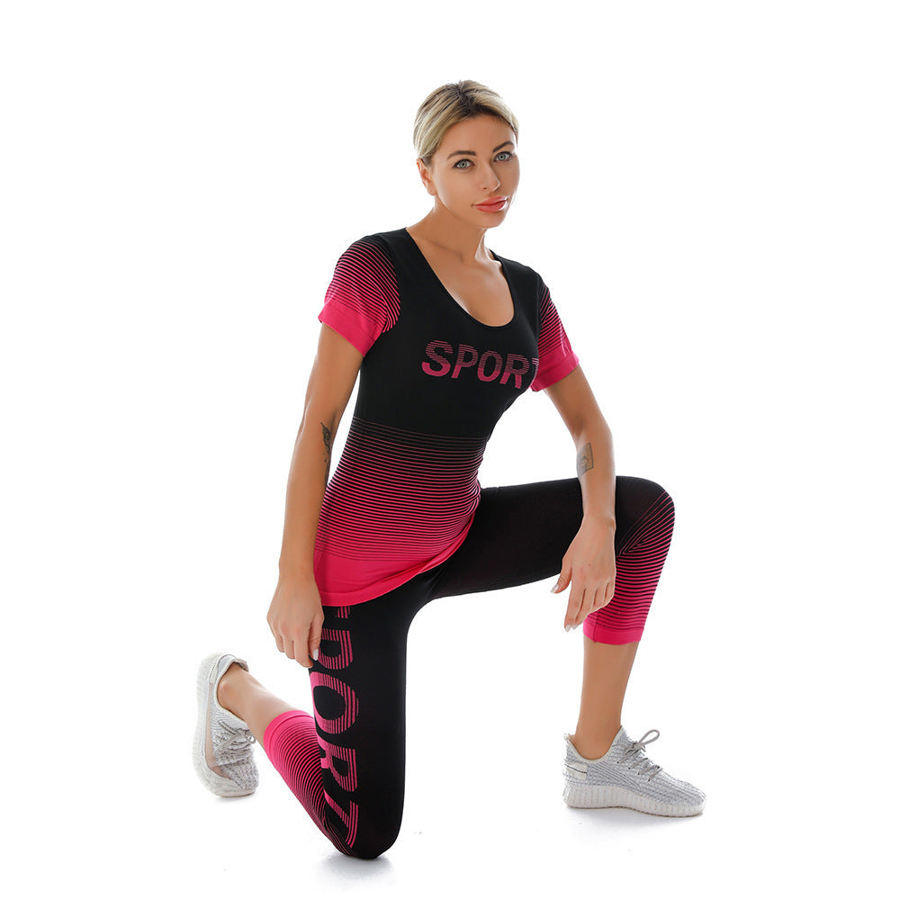 Damen Sportliches Fitness-Set mit grafischem Design und hoher Atmungsaktivität Heidi-Mode
