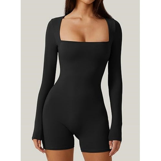 Damen Bodysuit mit langem Arm und modischem quadratischen Ausschnitt Heidi-Mode