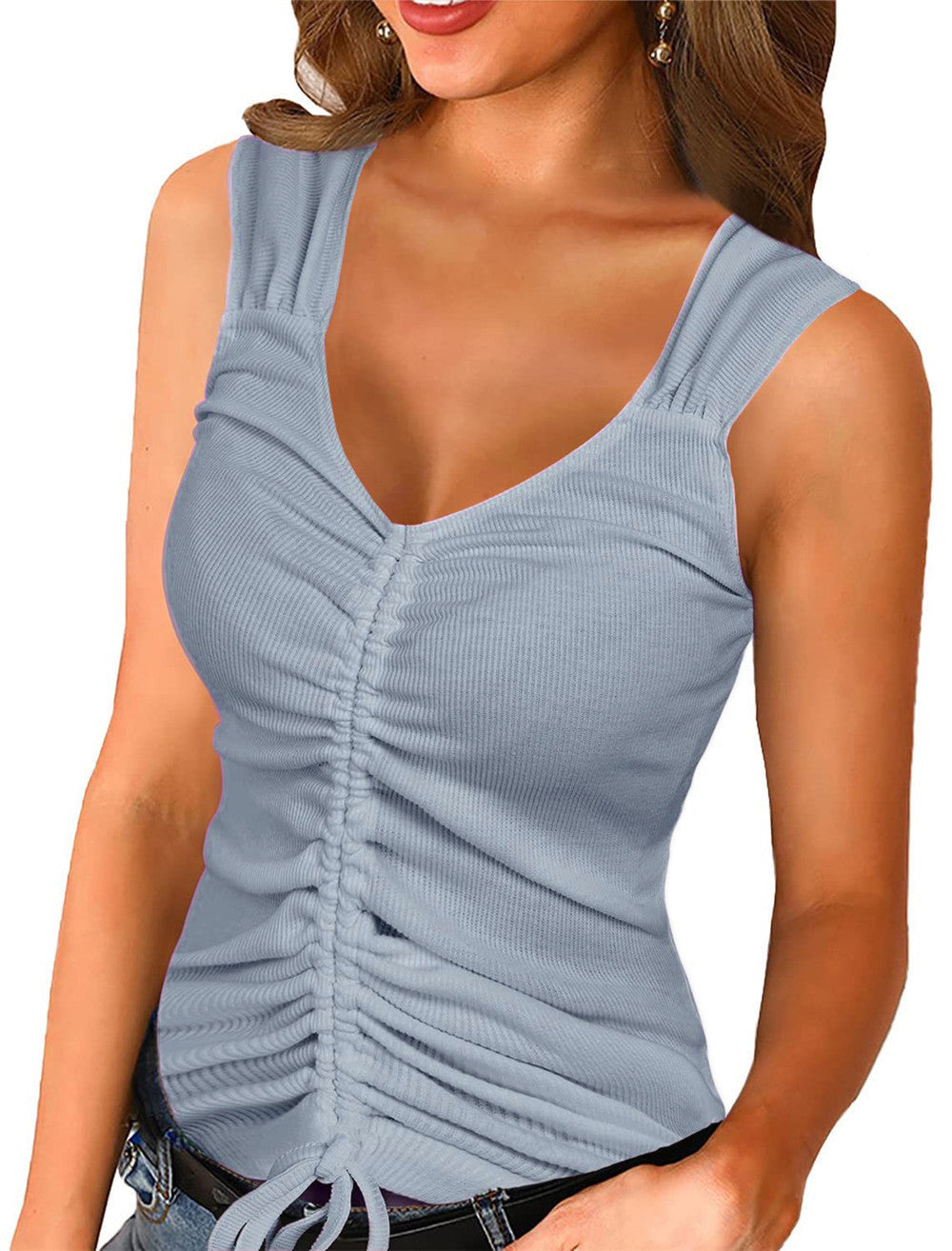 Damen raffinierte Rüschenbluse mit V-Ausschnitt Heidi-Mode