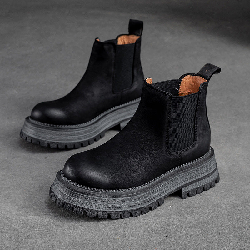 Damen Chunky Chelsea Boots mit robustem Sohlenprofil und elastischen Einsätzen Heidi-Mode