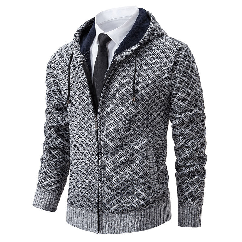 Herren stylische Jacke mit modernem Wabenmuster und Kapuze Heidi-Mode