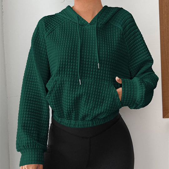 Damen modischer cropped Hoodie mit strukturierter Oberfläche Heidi-Mode