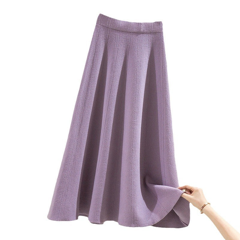 Damen Plissee-Midi-Rock mit elastischem Bund und Struktur Heidi-Mode