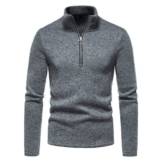 Herren sportlicher Pullover mit hohem Kragen und innovativem Reißverschluss Heidi-Mode
