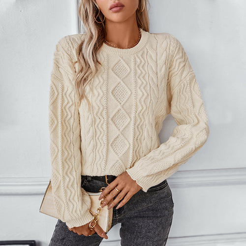 Damen Grobstrickpullover mit strukturiertem Zopfmuster Heidi-Mode