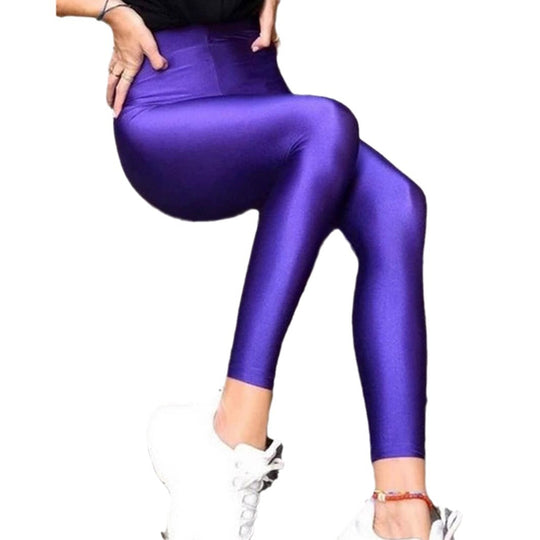 Damen Hochglänzende Fitness-Leggings mit hoher Taille und umfassendem Komfort Heidi-Mode
