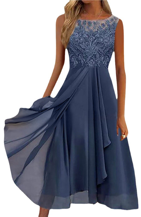 Damen elegante Cocktailkleid mit kunstvollen Spitzenakzenten Heidi-Mode