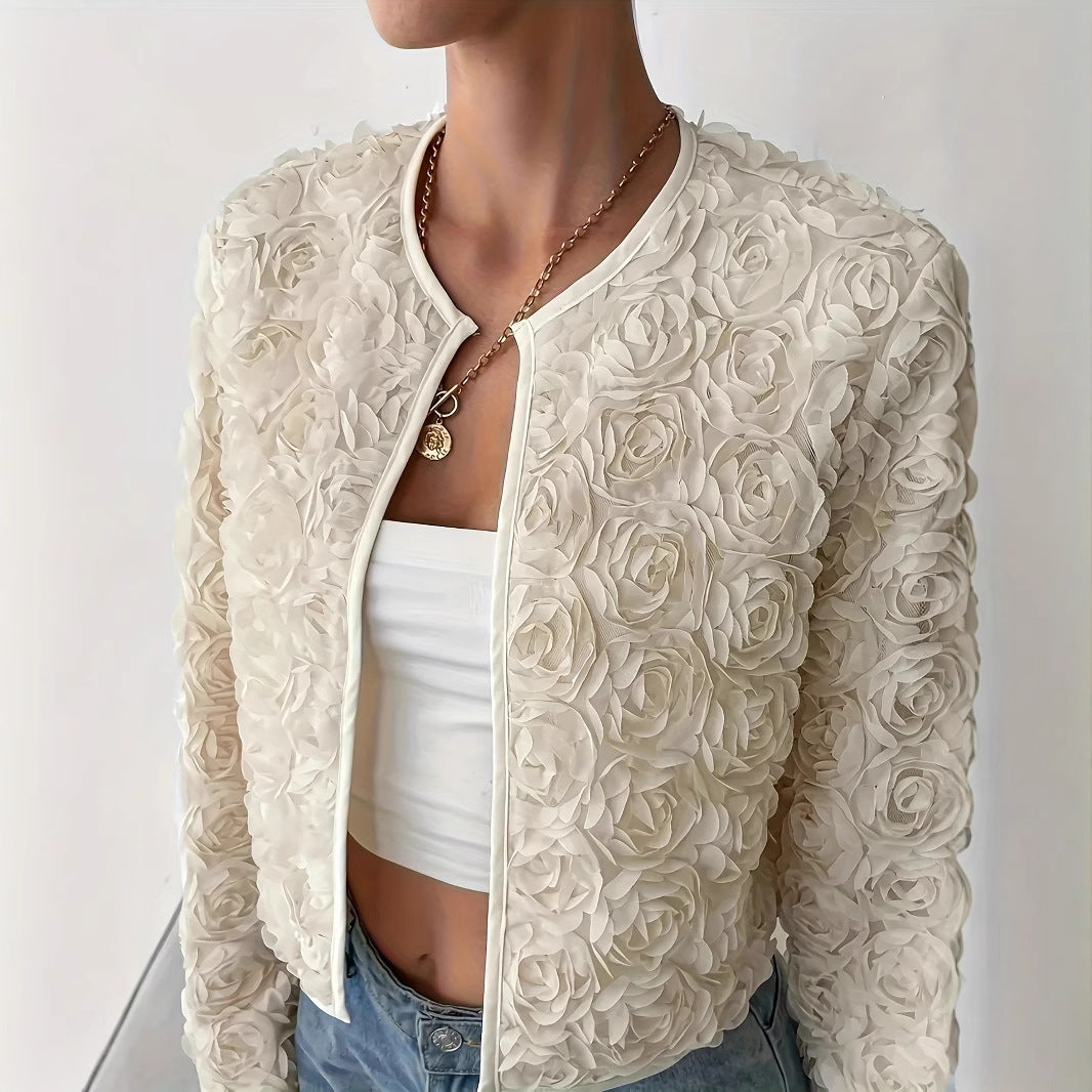 Damen Blütenapplikationen Jacke Heidi-Mode