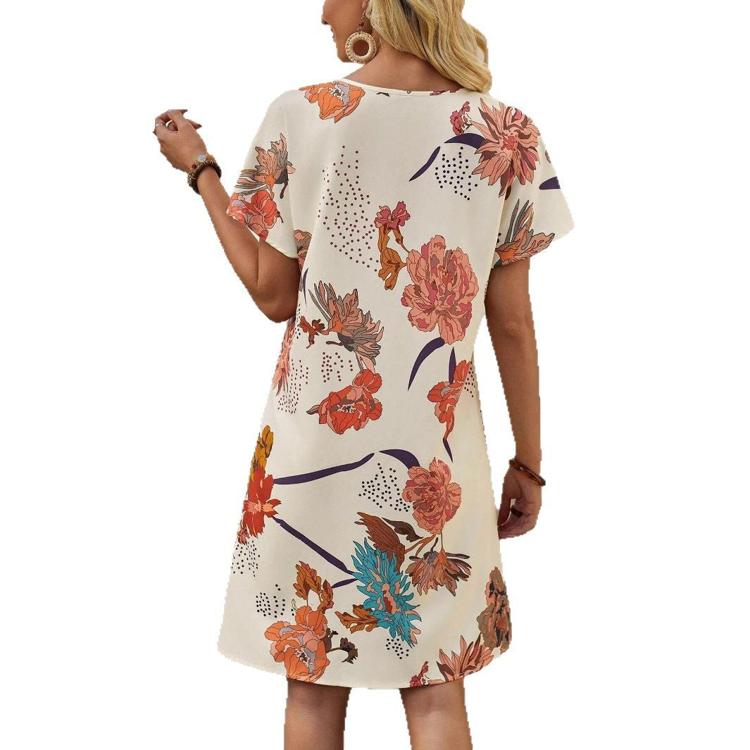 Damen leichtes Freizeitkleid mit floralem Design Heidi-Mode