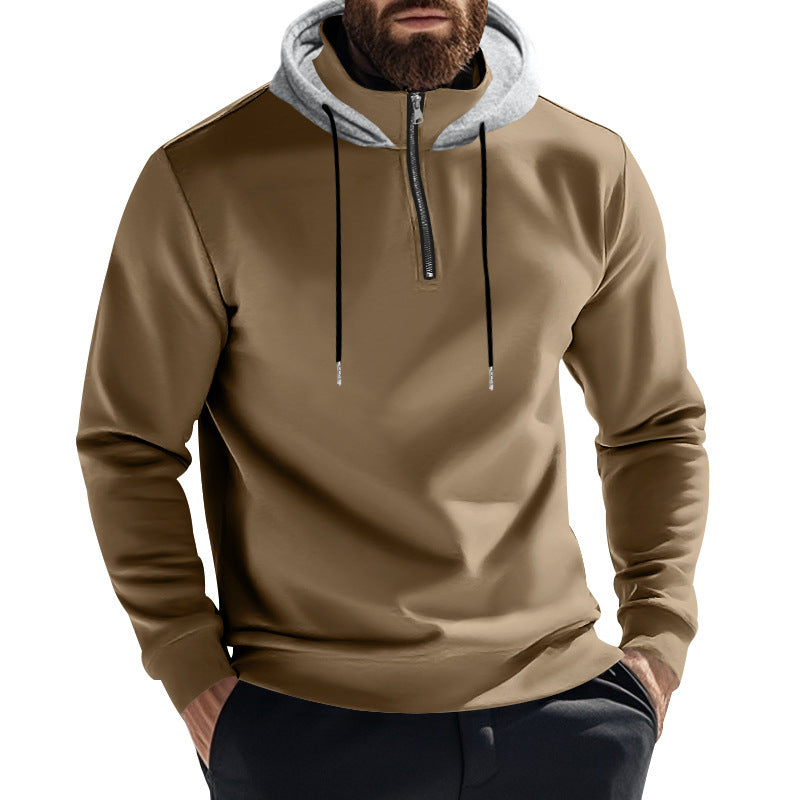 Herren Sportlicher Kapuzenpullover mit halbem Reißverschluss und atmungsaktivem Material Heidi-Mode