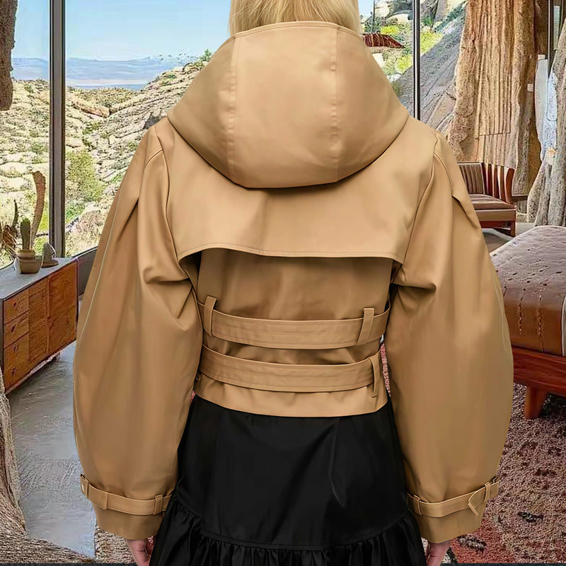 Damen Innovative Utility-Jacke mit weit geschnittenen Ärmeln und Gürtel Heidi-Mode