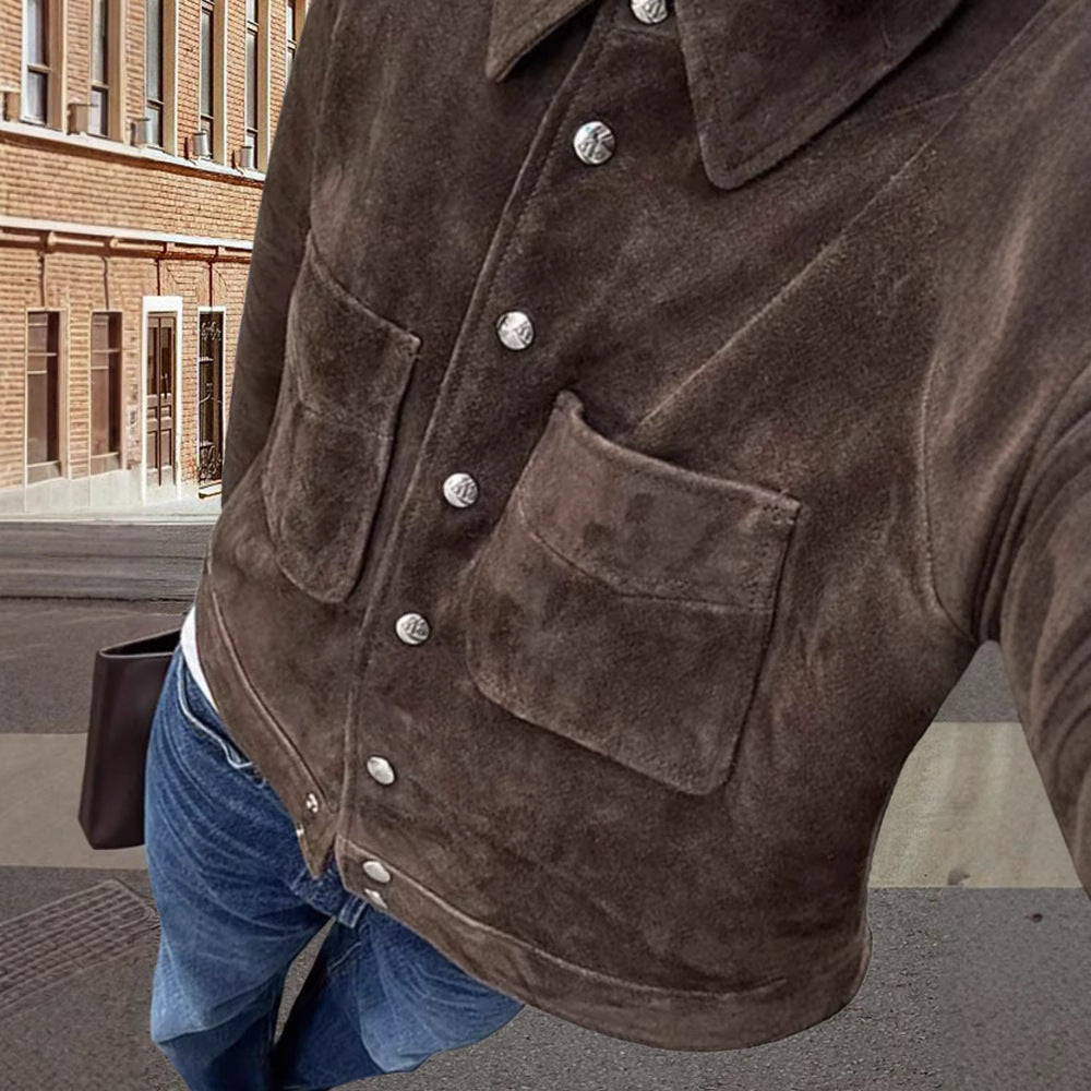 Damen Modische Wildlederjacke mit strukturiertem Design und praktischen Taschen Heidi-Mode