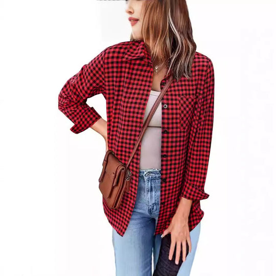 Femme Button-Up Gingham Check Shirt Heidi-Mode