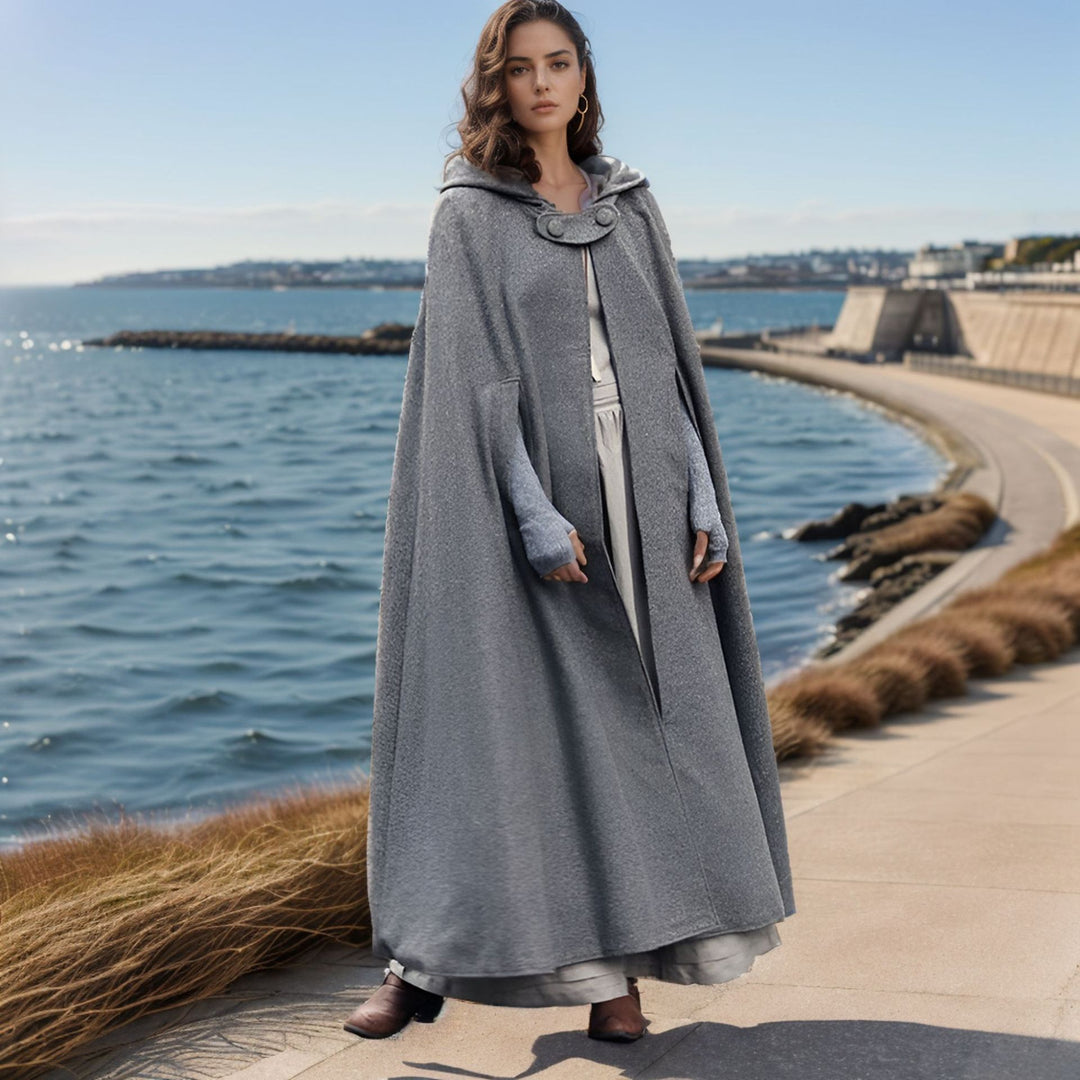Damen elegante Kapuzenumhang mit verstellbarem Verschluss Heidi-Mode