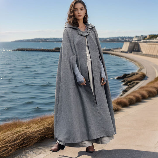 Damen elegante Kapuzenumhang mit verstellbarem Verschluss Heidi-Mode