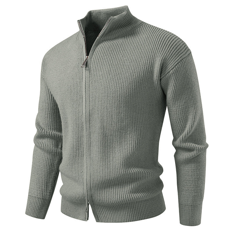 Herren Strickjacke mit hohem Kragen und innovativem Reißverschluss Heidi-Mode