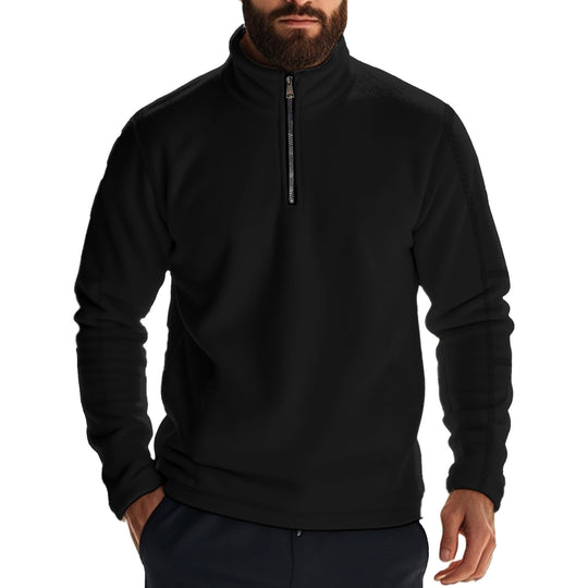Herren Fleece-Kapuzenpullover mit halbem Reißverschluss Heidi-Mode