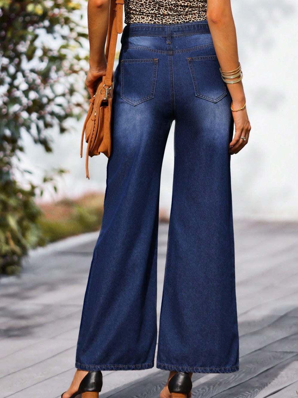 Damen Weite Jeans mit praktischen Taschen und taillierbarem Gürtel Heidi-Mode