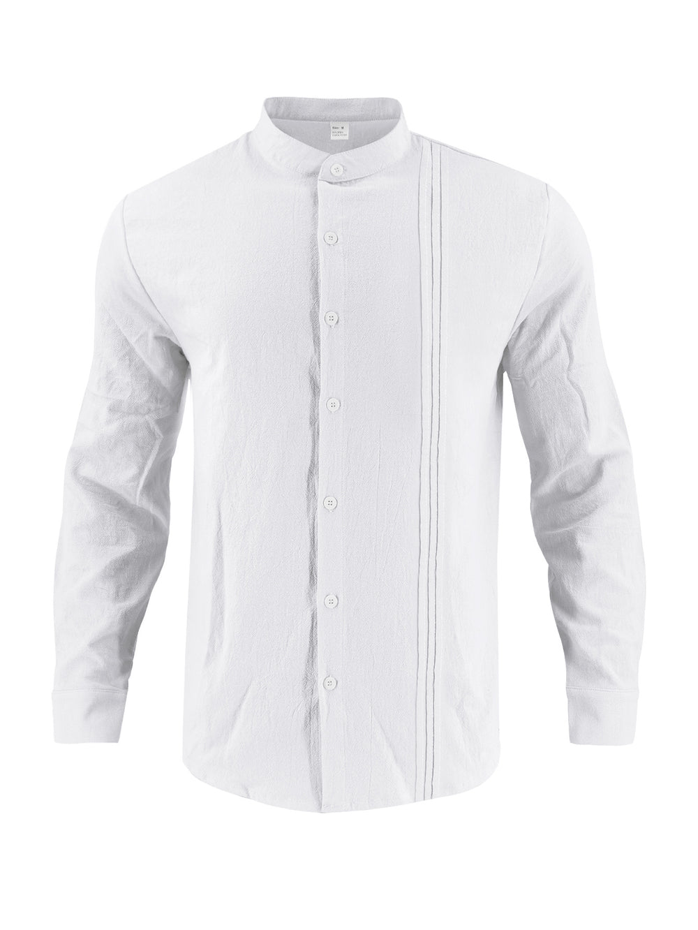 Herren Langarm-Hemd mit Stehkragen und modischen Akzenten Heidi-Mode