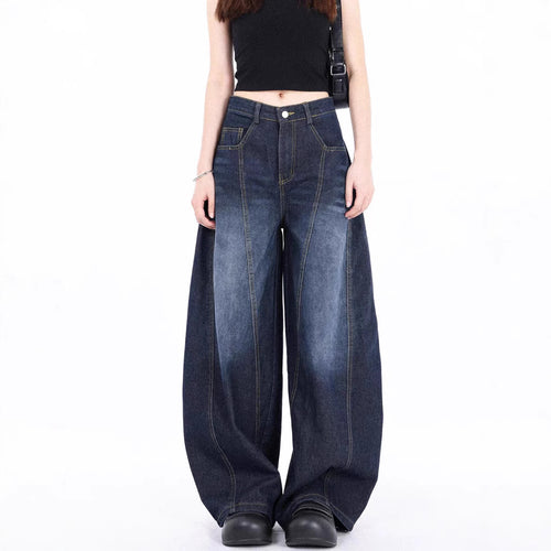 Damen Weite Denim-Hose mit hohem Bund und trendigem Schnitt Heidi-Mode