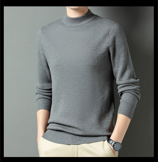 Herren Strukturierter Rollkragenpullover aus hochwertiger Baumwolle Heidi-Mode