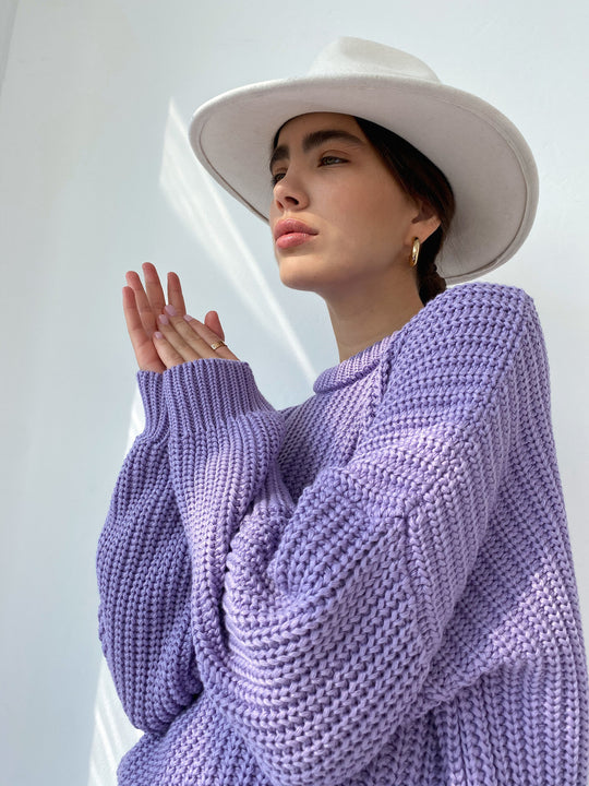 Damen lässiger Strickpullover mit strukturierter Mascheninterpretation und weitem Schnitt Heidi-Mode