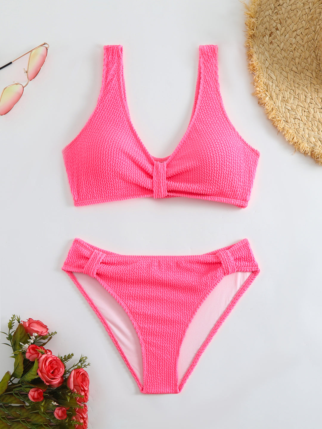 Femme Strukturierter Hochgeschnittener Bikini-Set Heidi-Mode