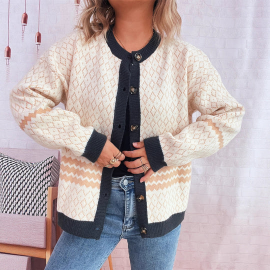 Damen Strickjacke mit vielseitigem Muster und eleganten Knopfdetails Heidi-Mode