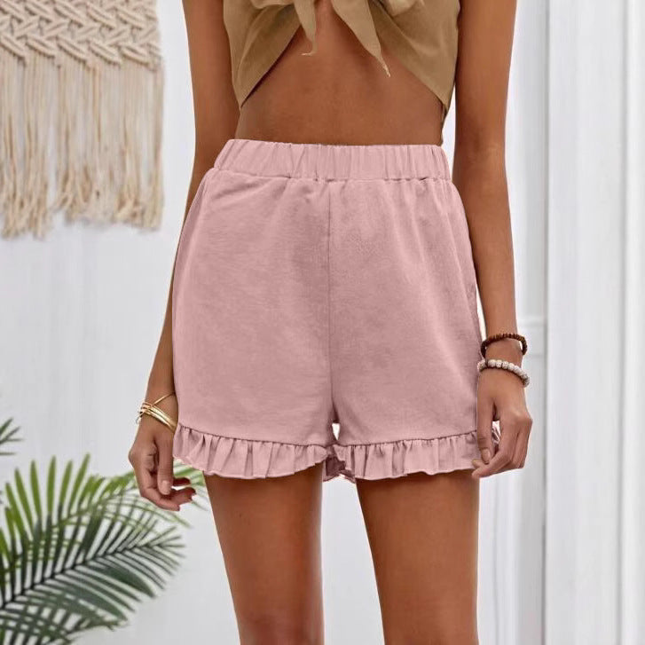 Damen Shorts mit Rüschendetails und Elastischem Bund Heidi-Mode