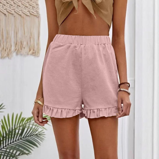 Damen Shorts mit Rüschendetails und Elastischem Bund Heidi-Mode