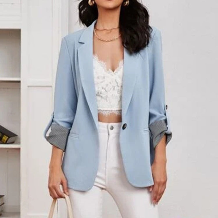 Damen Eleganter lässiger Blazer mit umschlagbaren Ärmeln und klassischem Schnitt Heidi-Mode