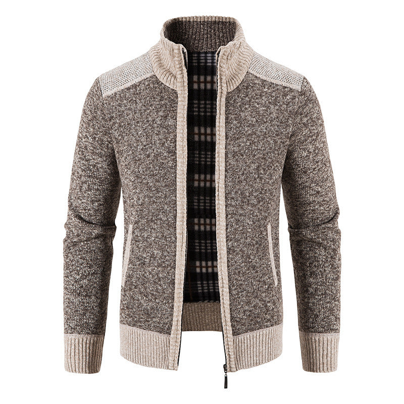 Herren Strickjacke mit hohem Kragen Heidi-Mode