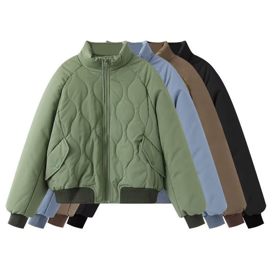 Damen Steppjacke im sportlichen Design mit hohem Kragen und elastischen Bündchen Heidi-Mode