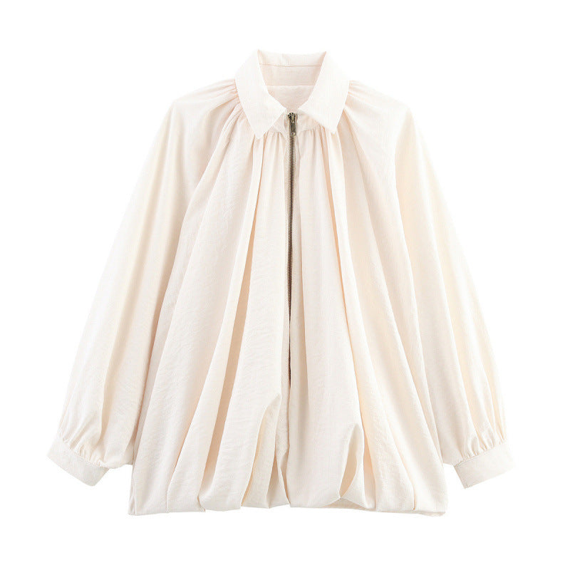 Damen Modische Bluse mit Volants und Reißverschluss Heidi-Mode