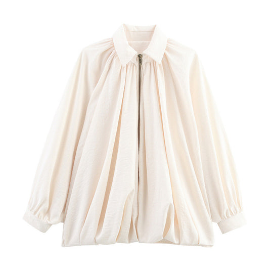 Damen Modische Bluse mit Volants und Reißverschluss Heidi-Mode